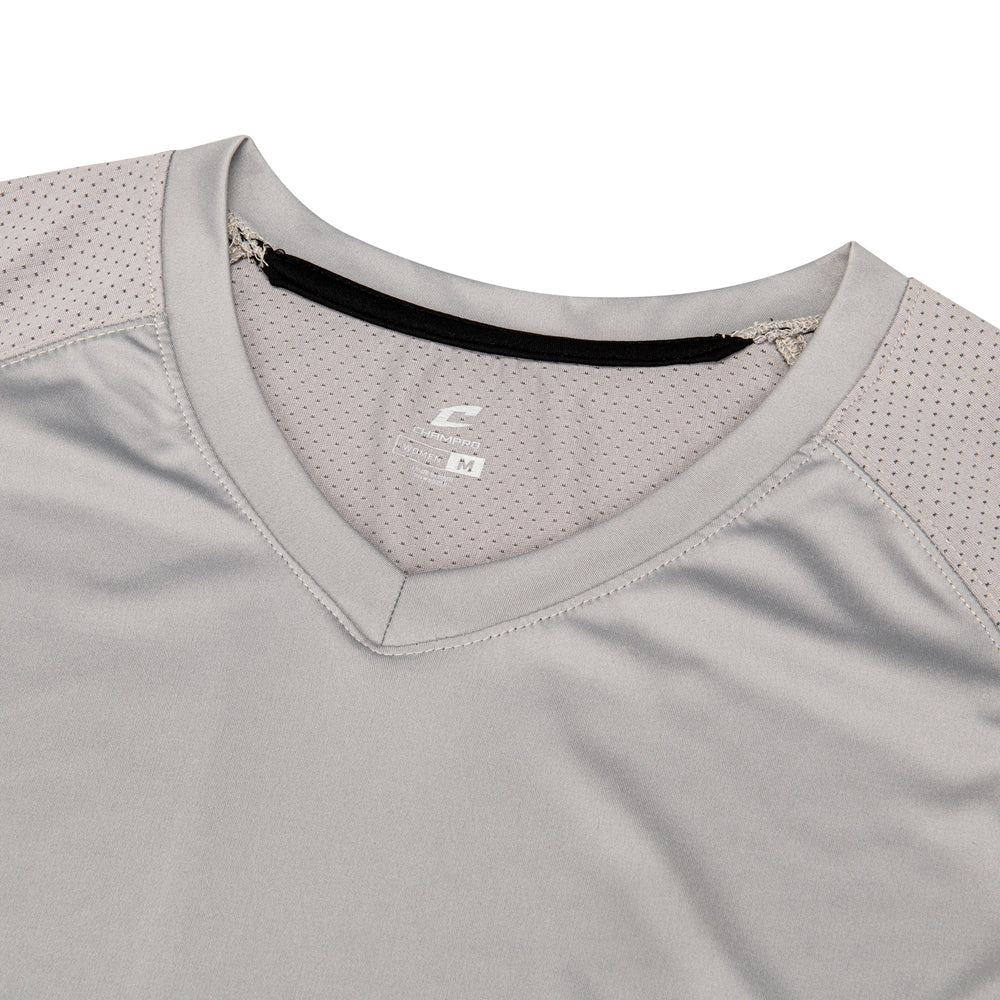 GREY,BLACK Infinite V-Neck Short Sleeve Jersey
