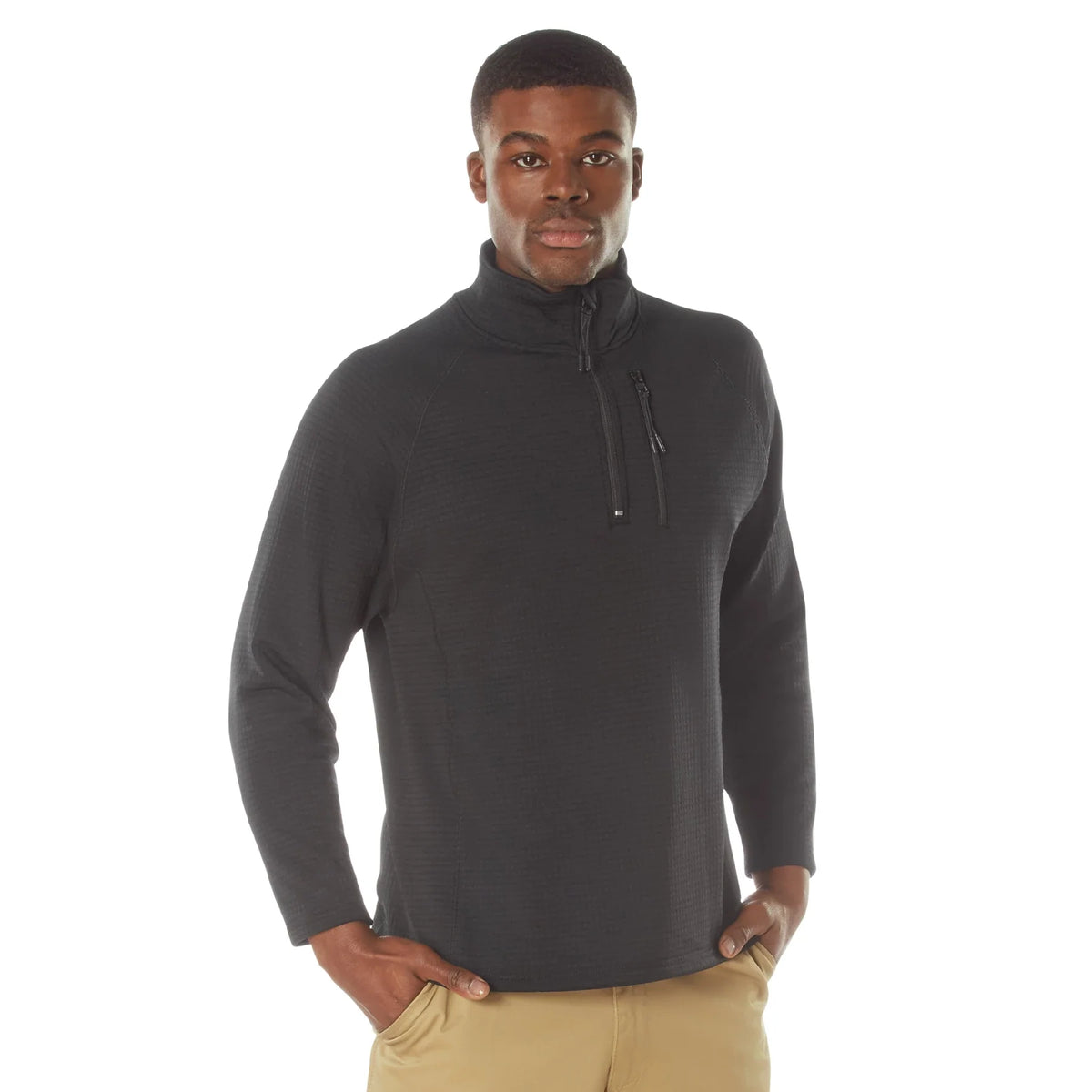 Grid Fleece Pullover - Black / s
