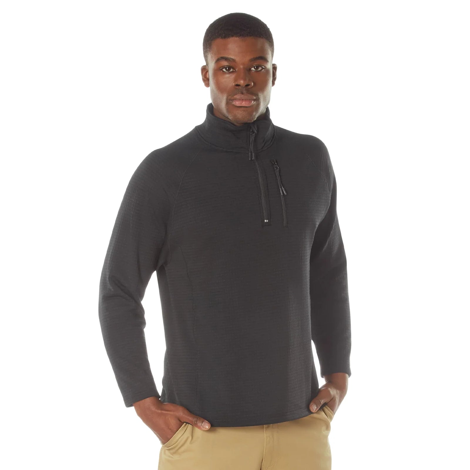 Grid Fleece Pullover - Black / s