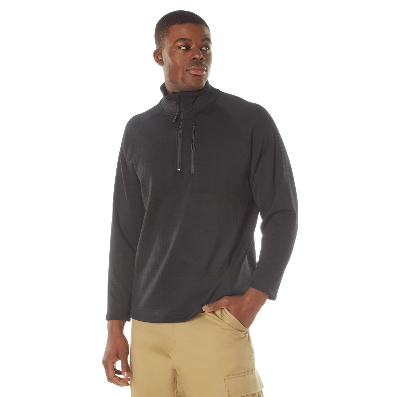 Grid Fleece Pullover - Black / s