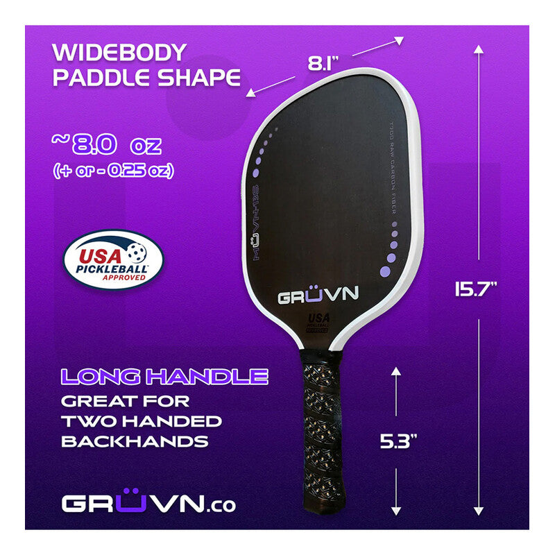 Gruvn Muvn-13s Raw Carbon Fiber Pickleball Paddle - Pur / Os