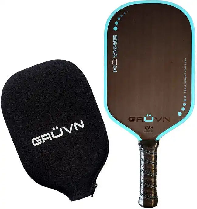 Gruvn Muvn-16e Raw Carbon Fiber Pickleball Paddle - Blue