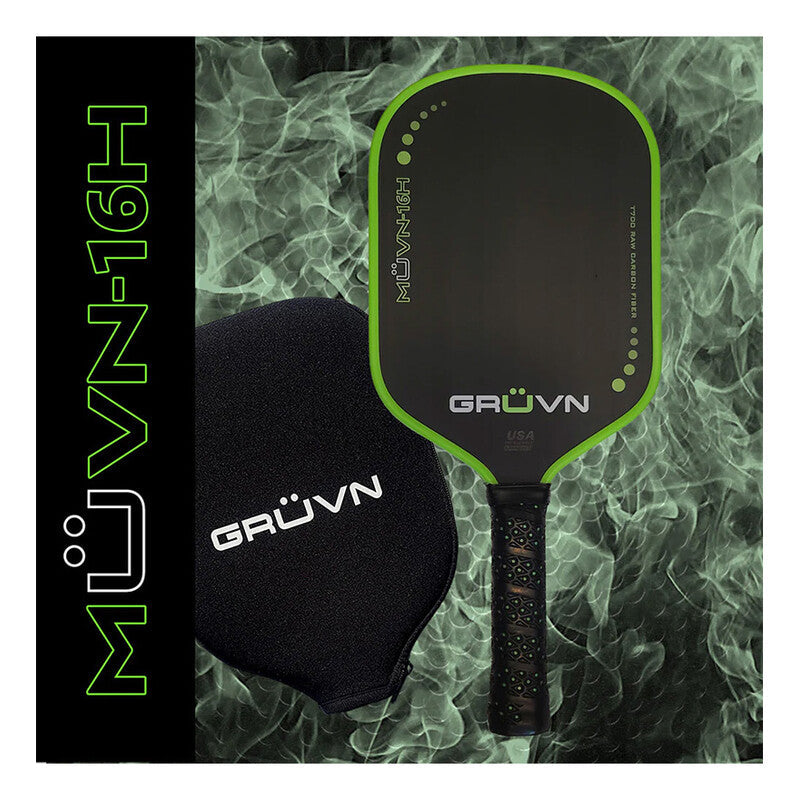 Gruvn Muvn-16h Raw Carbon Fiber Pickleball Paddle - Grn / Os