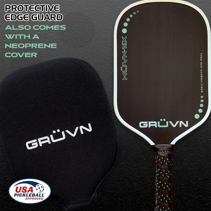 Gruvn Muvn-16x Raw Carbon Fiber Pickleball Paddle (mint W/white) - Wht / Os