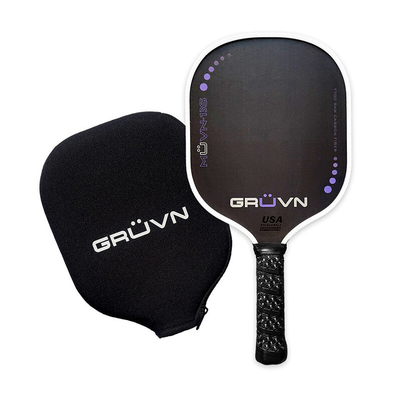 GRUVN MUVN-13S Raw Carbon Fiber Pickleball Paddle - Purple - HIT a Double
