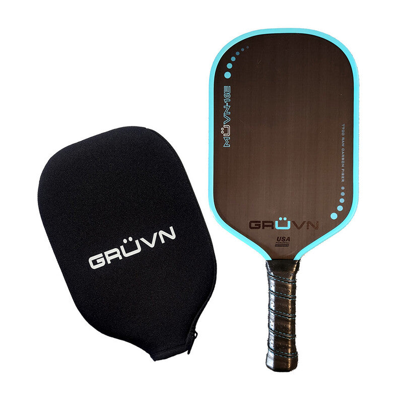GRUVN MUVN-16E Raw Carbon Fiber Pickleball Paddle - Blue - HIT a Double
