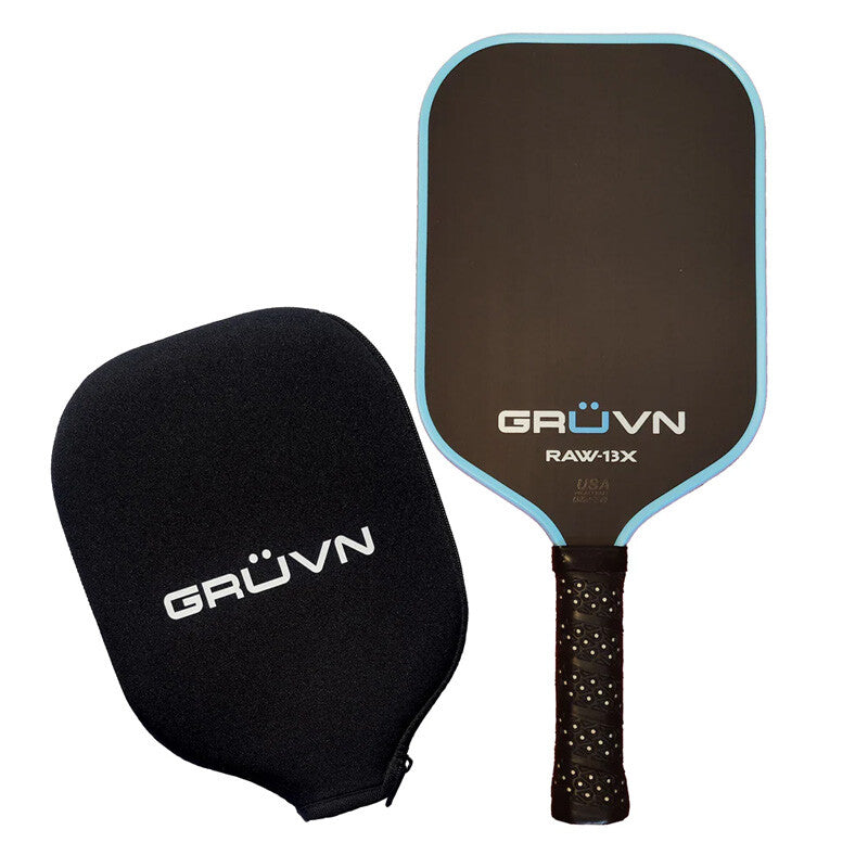 GRUVN RAW-13X Raw Carbon Fiber Pickleball Paddle - Ice Blue - HIT a Double