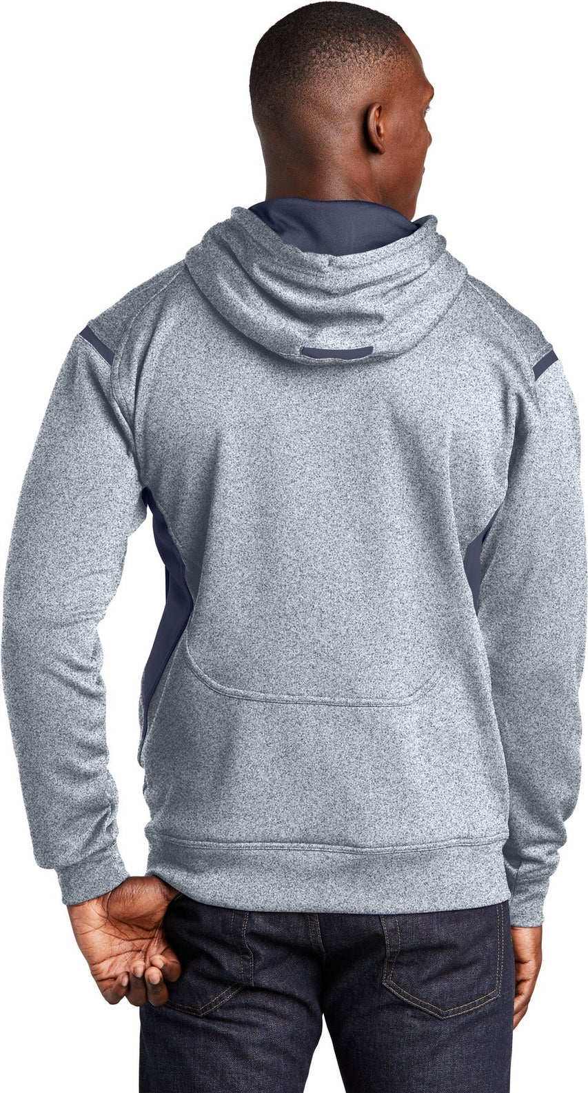 Gry Hthr/Tr Ny Sport-Tek Tech Fleece Colorblock Hooded Sweatshirt. F246