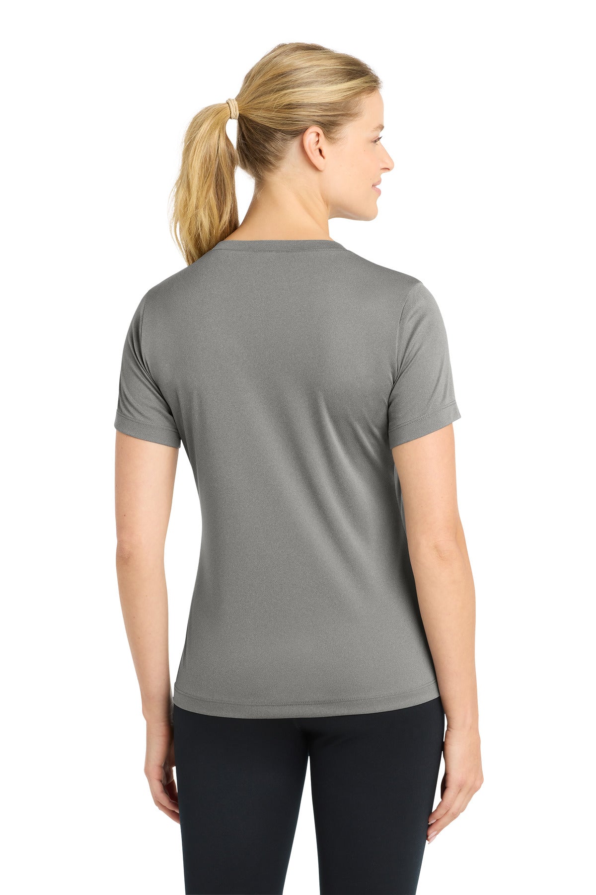 GryConHthr Sport-Tek Women's PosiCharge Competitor V-Neck Tee. LST353