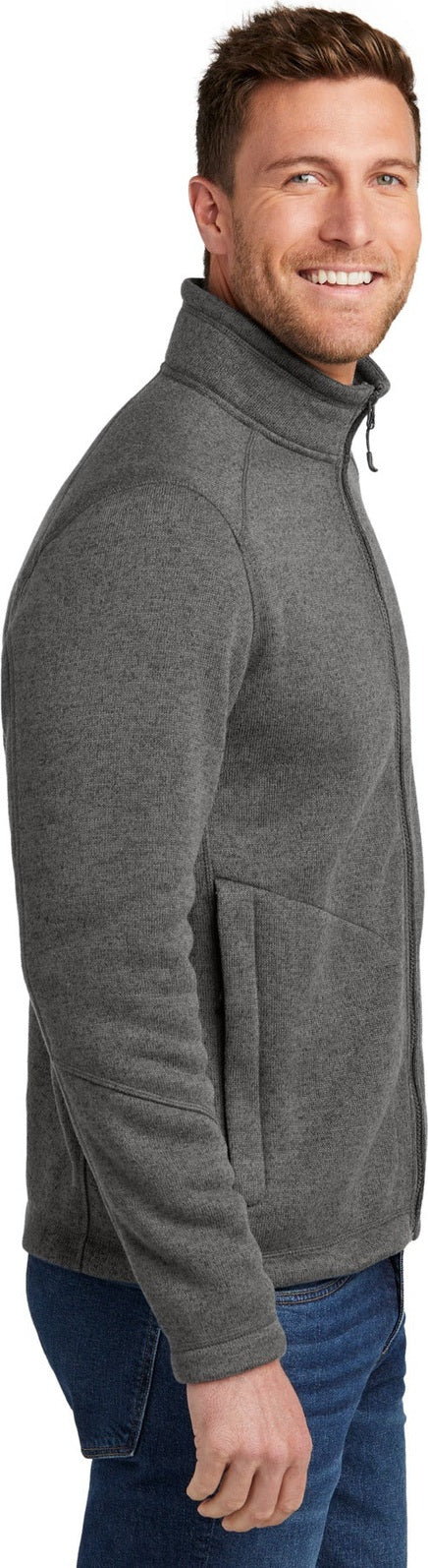 GrySmkHthr Port Authority Arc Sweater Fleece Jacket F428