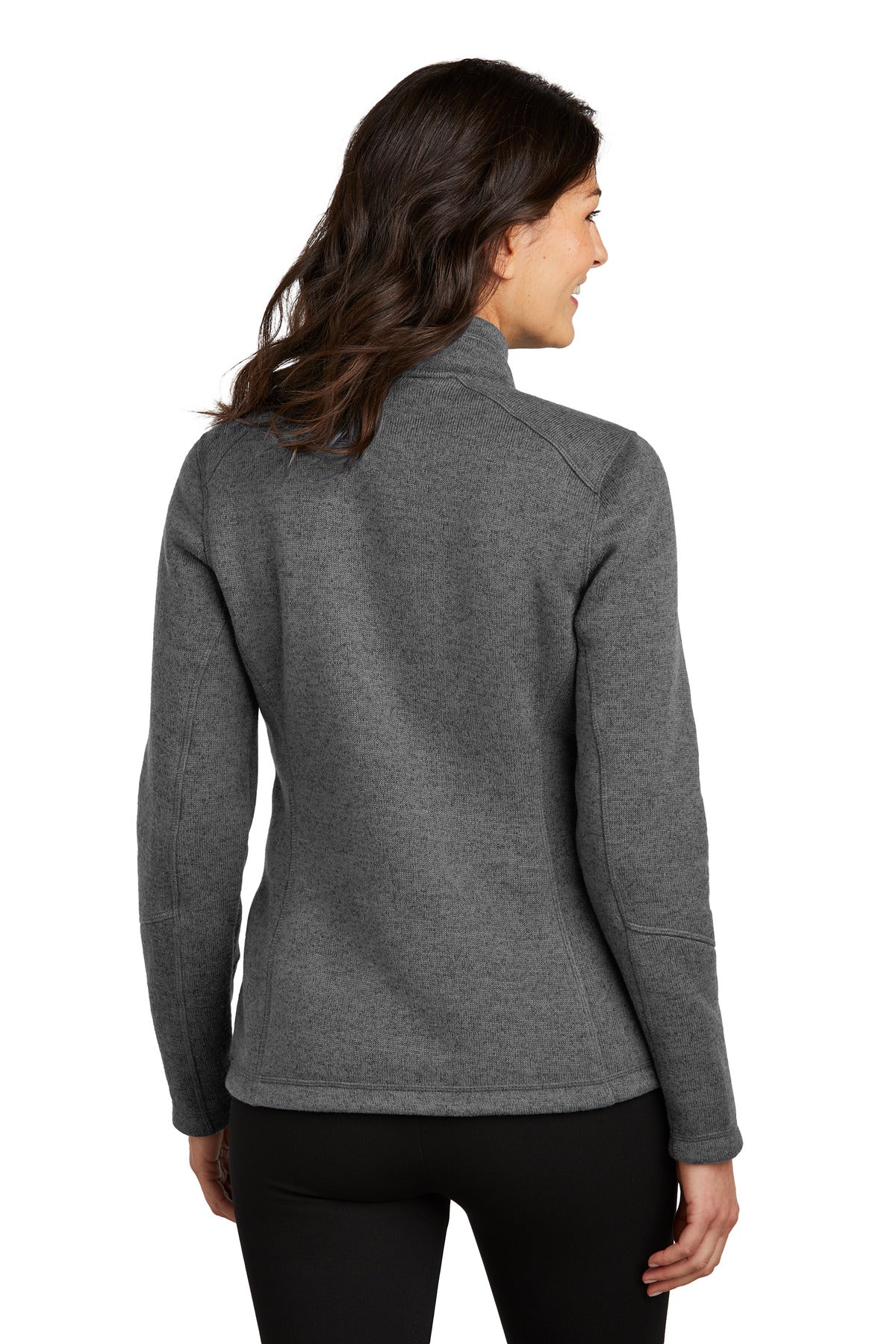 GrySmkHthr Port Authority Women's Arc Sweater Fleece Jacket L428