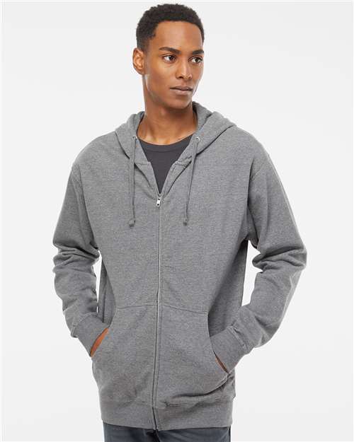 Gunmetal Heather Midweight Full-Zip Hooded Sweatshirt - SS4500Z