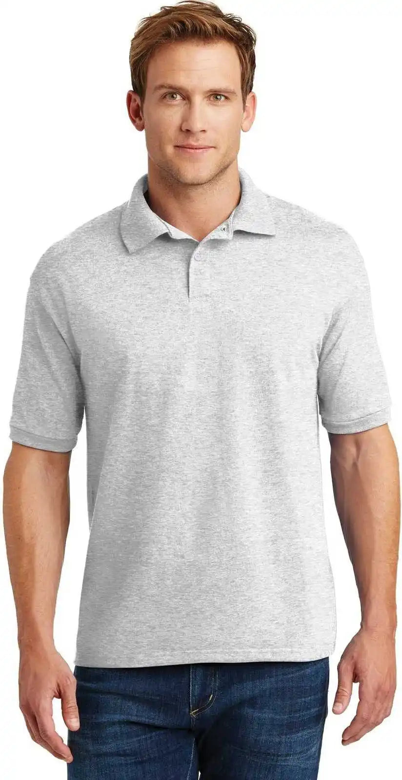Hanes 054x Ecosmart 5.2-ounce Jersey Knit Sport Shirt - Ash