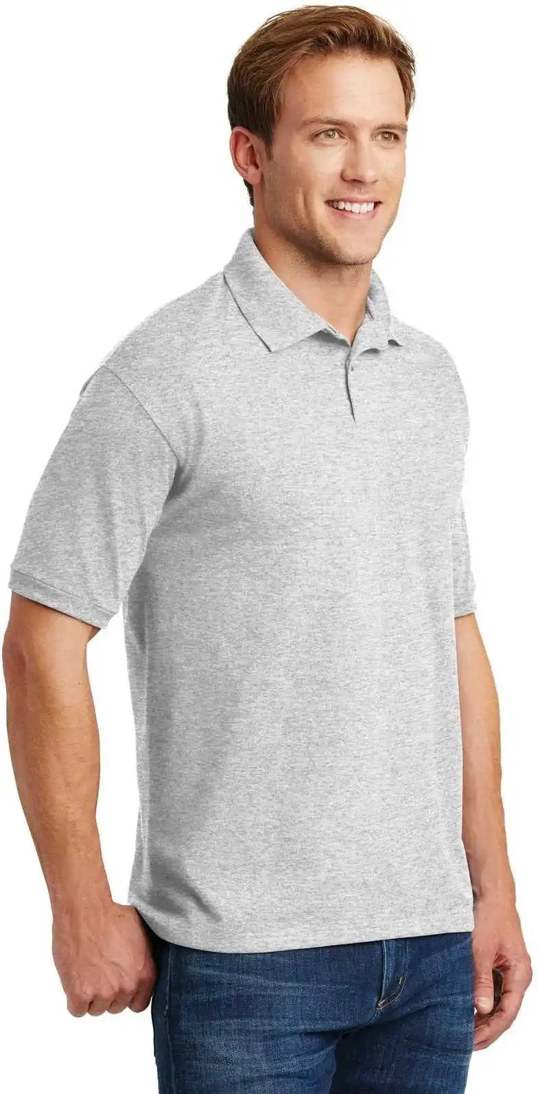 Hanes 054x Ecosmart 5.2 Ounce Jersey Knit Sport Shirt Ash