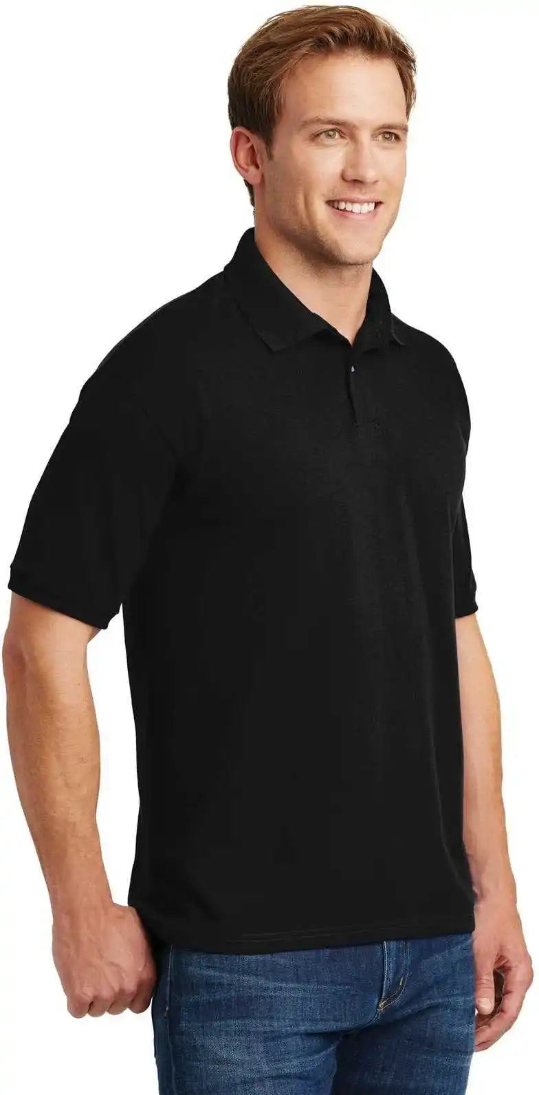 Hanes 054x Ecosmart 5.2 Ounce Jersey Knit Sport Shirt Black