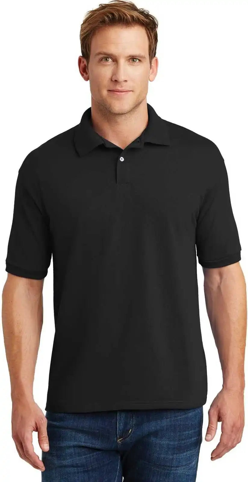 Hanes 054x Ecosmart 5.2 Ounce Jersey Knit Sport Shirt Black