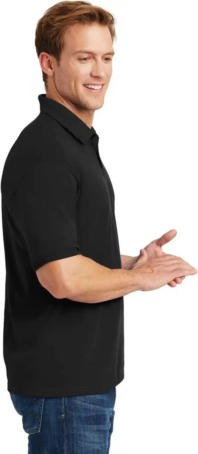 Hanes 054x Ecosmart 5.2 Ounce Jersey Knit Sport Shirt Black