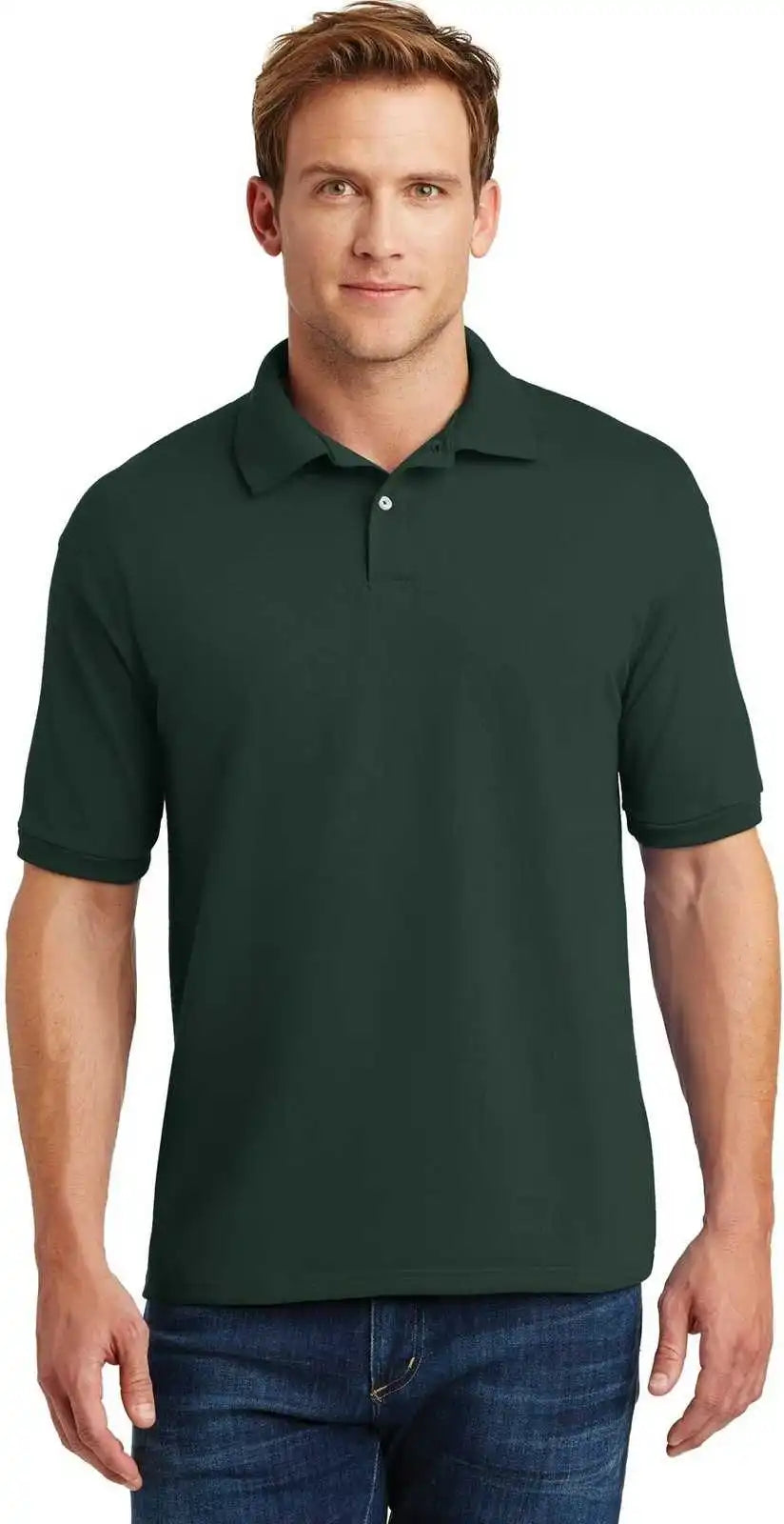 Hanes 054x Ecosmart 5.2 Ounce Jersey Knit Sport Shirt Deep Forest