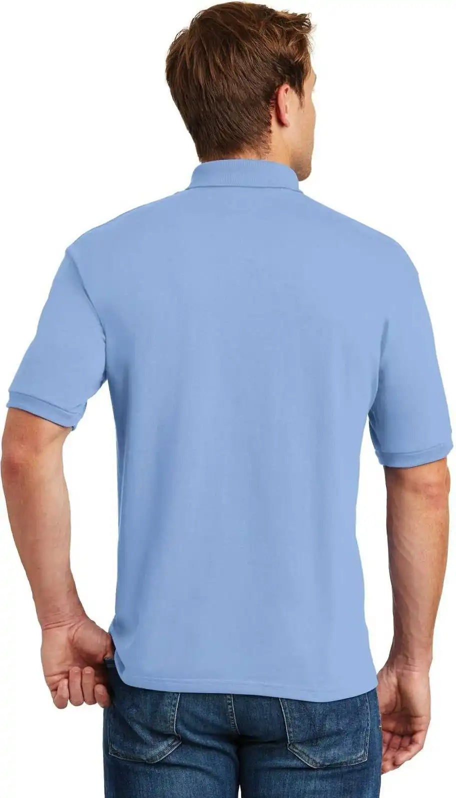 Hanes 054x Ecosmart 5.2 Ounce Jersey Knit Sport Shirt Light Blue