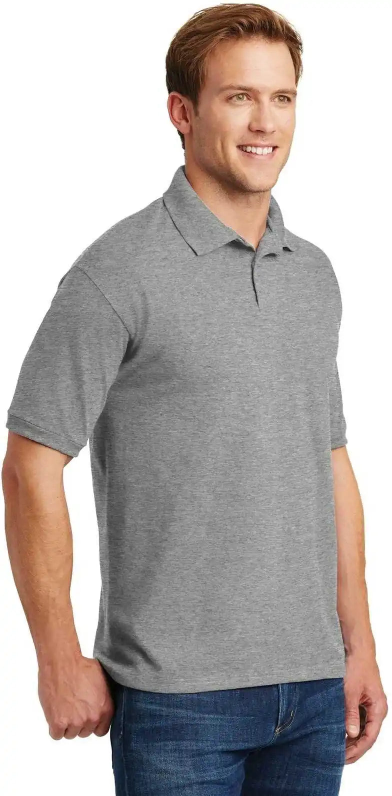 Hanes 054x Ecosmart 5.2 Ounce Jersey Knit Sport Shirt Light Steel