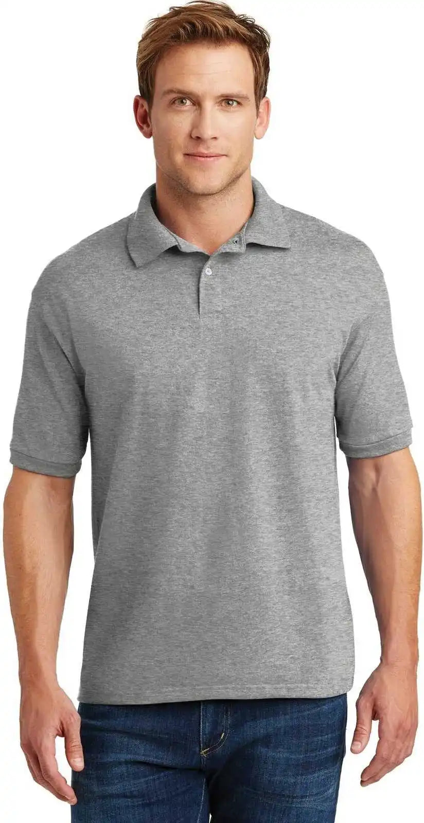 Hanes 054x Ecosmart 5.2-ounce Jersey Knit Sport Shirt - Light Steel