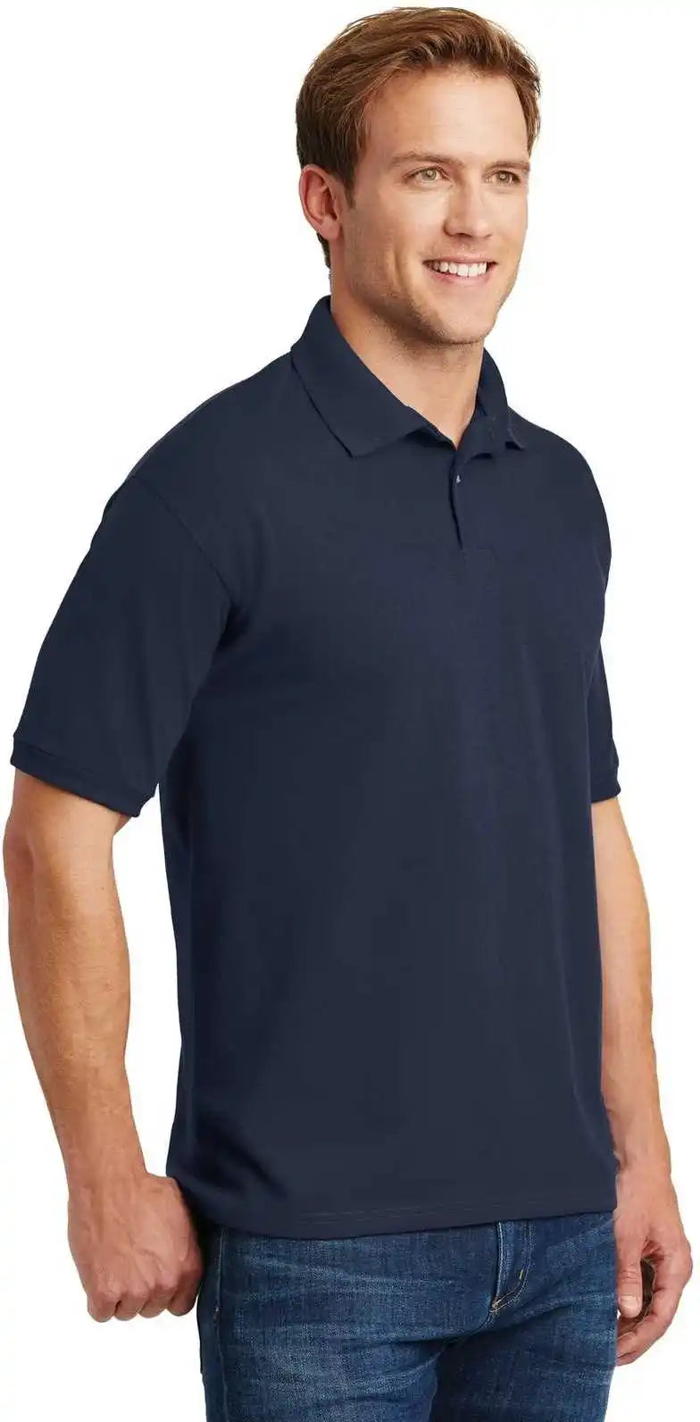 Hanes 054x Ecosmart 5.2 Ounce Jersey Knit Sport Shirt Navy