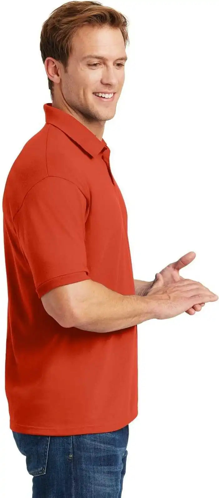 Hanes 054x Ecosmart 5.2 Ounce Jersey Knit Sport Shirt Orange