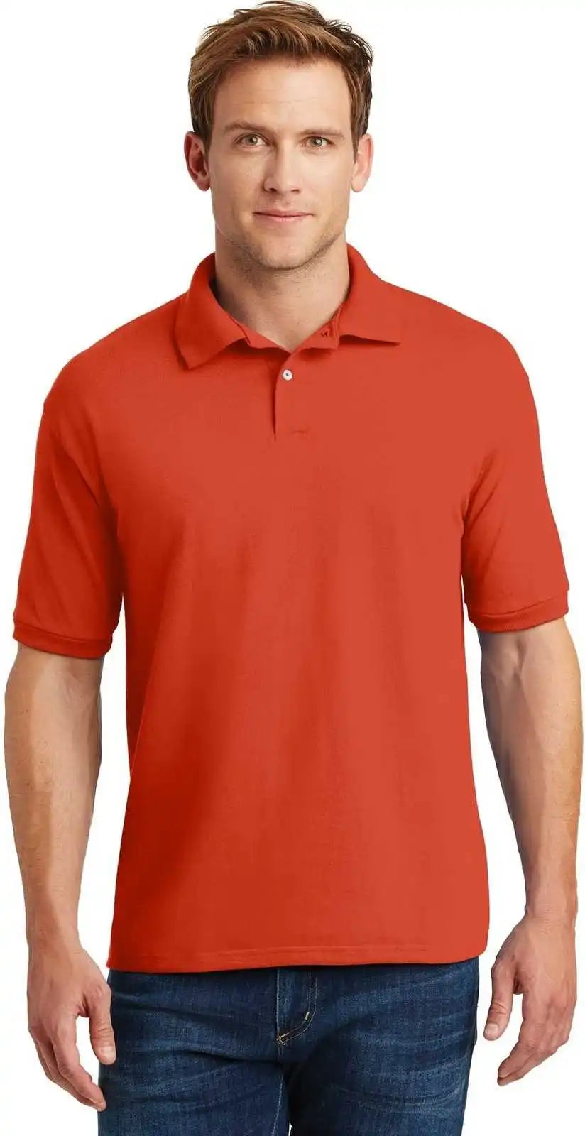 Hanes 054x Ecosmart 5.2 Ounce Jersey Knit Sport Shirt Orange