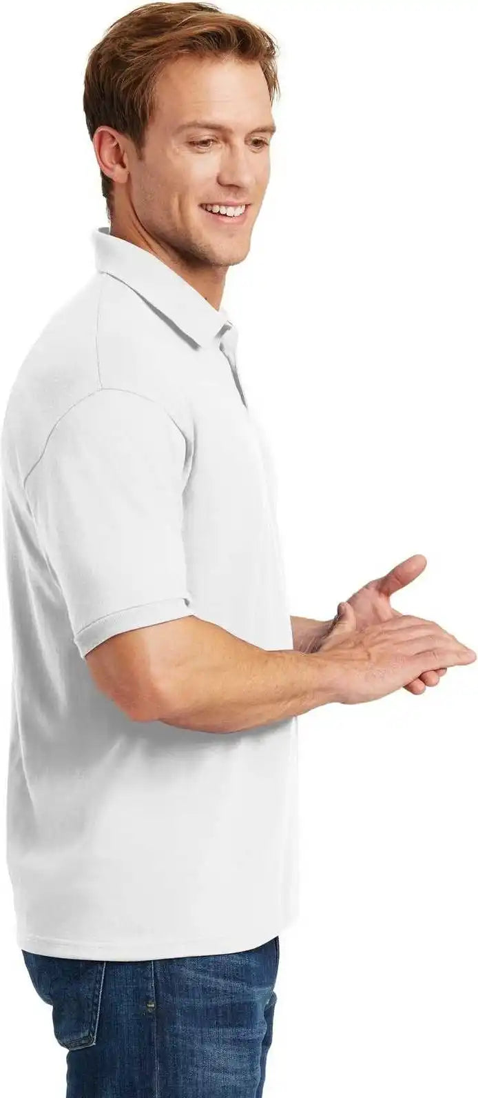 Hanes 054x Ecosmart 5.2 Ounce Jersey Knit Sport Shirt White