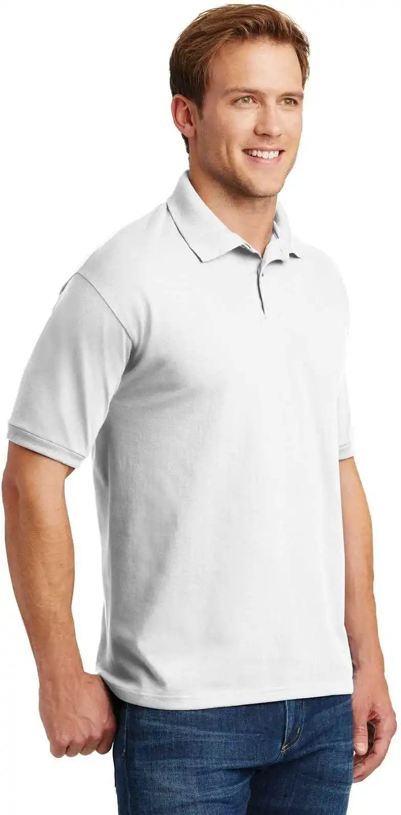 Hanes 054x Ecosmart 5.2 Ounce Jersey Knit Sport Shirt White