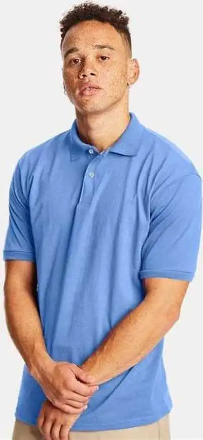 Hanes 054x Ecosmart Jersey Polo Carolina Blue