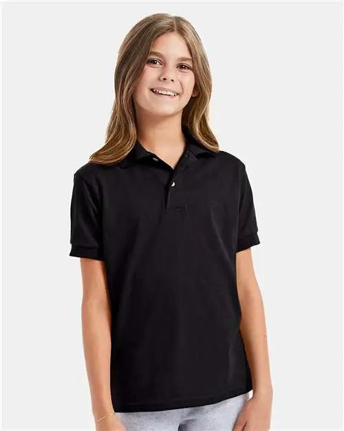 Hanes 054y Youth Ecosmart® Jersey Polo - Black