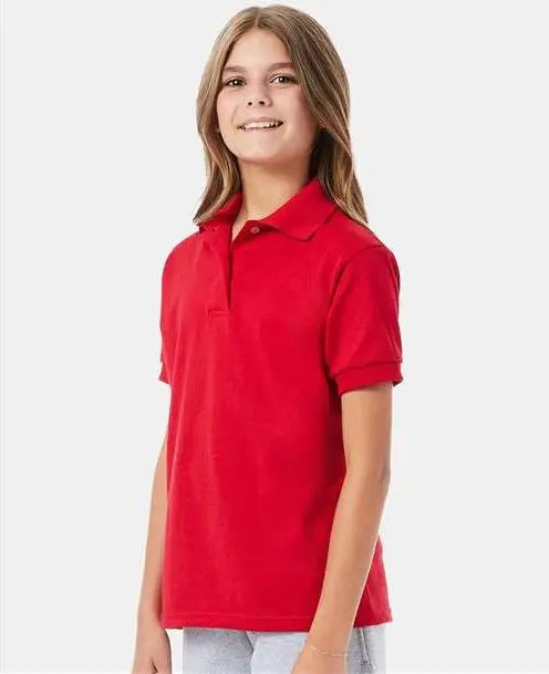 Hanes 054y Youth Ecosmart® Jersey Polo - Deep Red