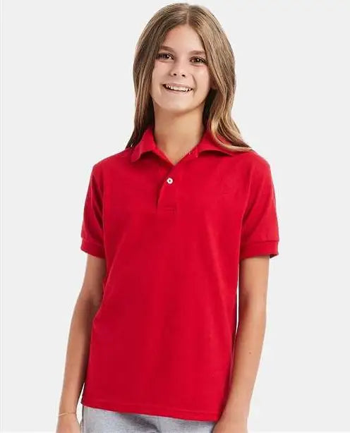 Hanes 054y Youth Ecosmart® Jersey Polo - Deep Red
