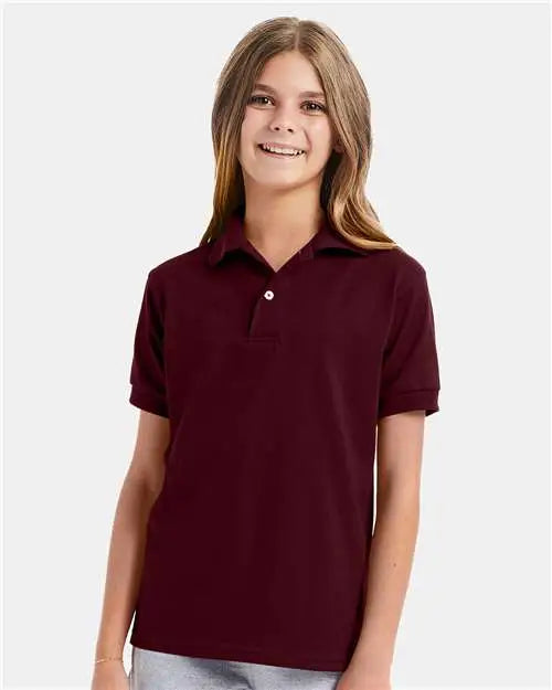 Hanes 054y Youth Ecosmart® Jersey Polo - Maroon