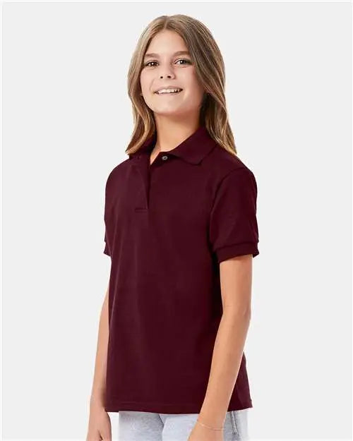 Hanes 054y Youth Ecosmart® Jersey Polo - Maroon