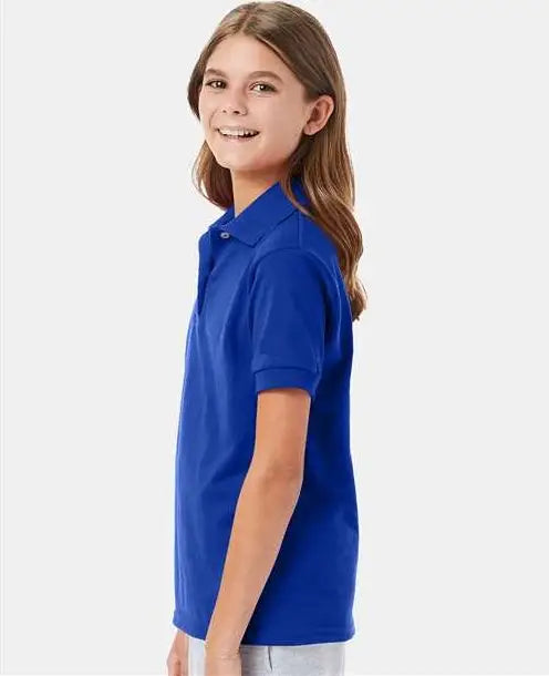 Hanes 054y Youth Ecosmartâ Jersey Polo - Deep Royal