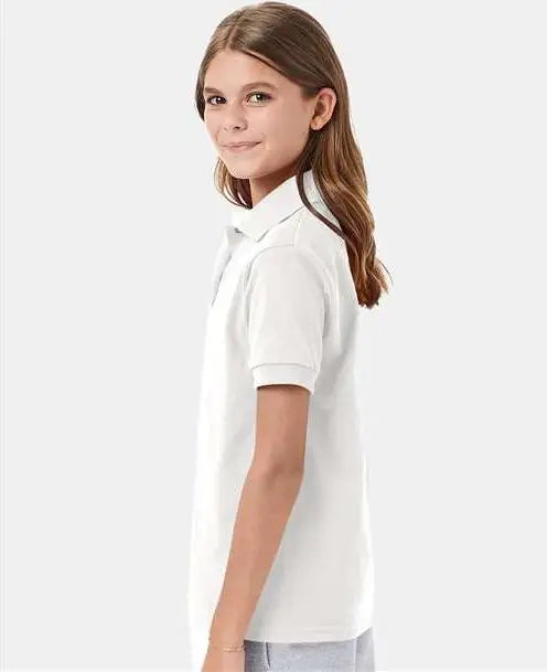 Hanes 054y Youth Ecosmartâ Jersey Polo - White