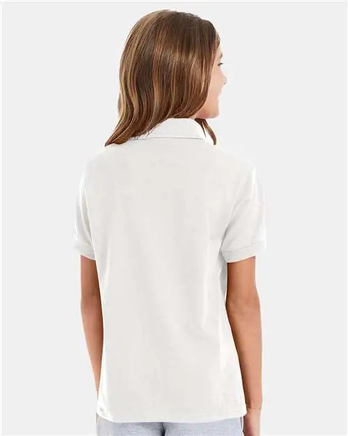 Hanes 054y Youth Ecosmartâ Jersey Polo - White