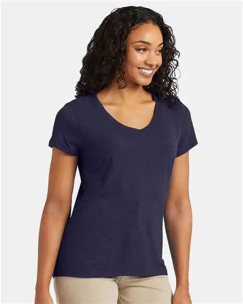 Hanes 42vt Perfect-t Women’s Triblend V-neck T-shirt - Navy