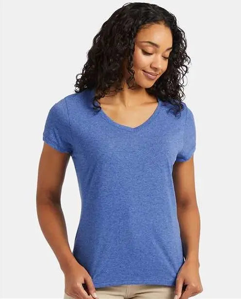 Hanes 42vt Perfect-t Women’s Triblend V-neck T-shirt - Royal