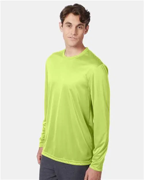 Hanes 482l Cool Driâ Long Sleeve Performance T-shirt - Safety Green