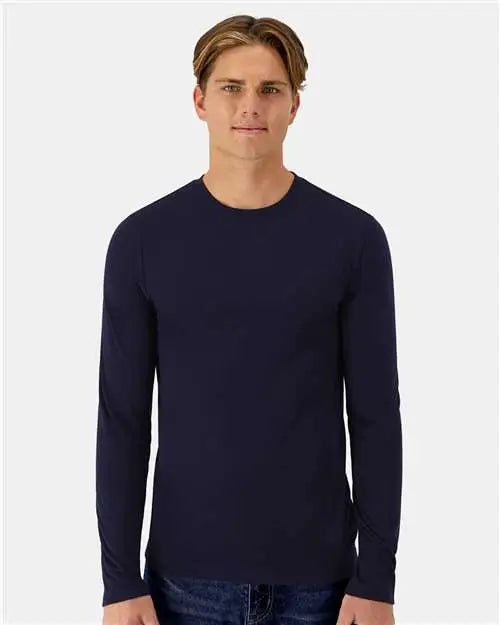 Hanes 484l Cool Dri Cotton Touch Long Sleeve T-shirt - Athletic Navy - Adult s