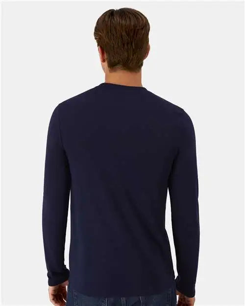Hanes 484l Cool Dri Cotton Touch Long Sleeve T-shirt - Athletic Navy