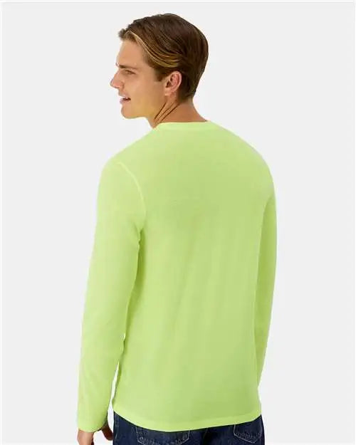 Hanes 484l Cool Dri Cotton Touch Long Sleeve T-shirt - Safety Green