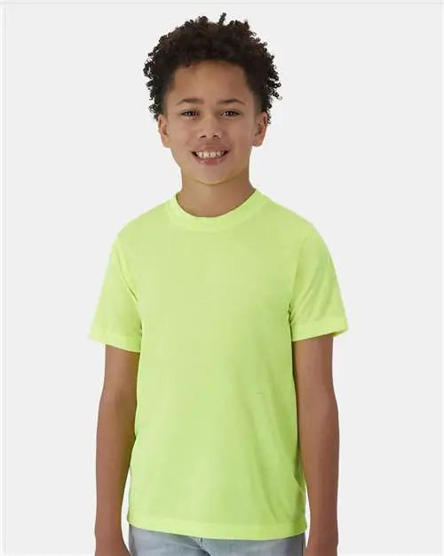 Hanes 484y Cool Dri Youth Cotton Touch T-shirt - Safety Green - Xs