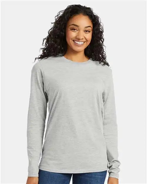 Hanes 498l Perfect-t Long Sleeve T-shirt - Ash - s