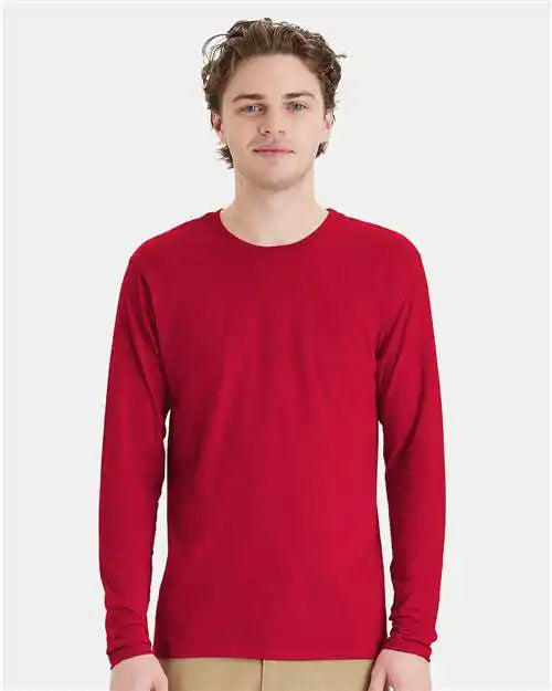 Hanes 498l Perfect-t Long Sleeve T-shirt - Deep Red - s