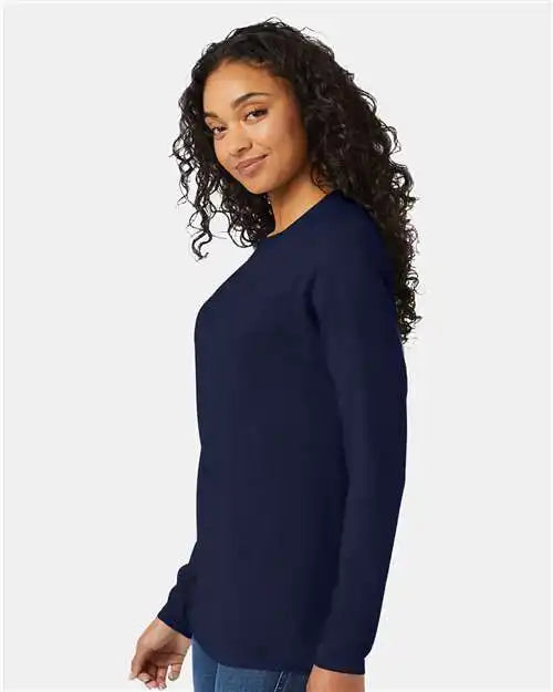 Hanes 498l Perfect-t Long Sleeve T-shirt - Navy