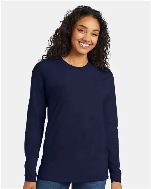 Hanes 498l Perfect-t Long Sleeve T-shirt - Navy